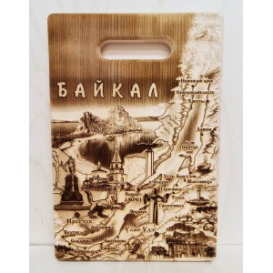 Доска разделочная кедр Средняя 21*32 "Карта Байкала"